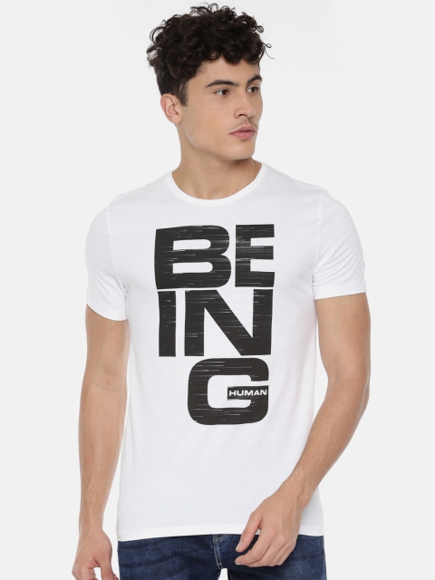 

Being Human Men White Printed Round Neck T-shirt