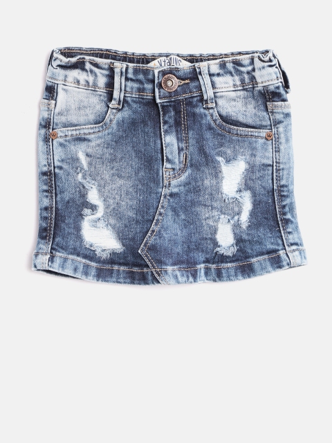 

VITAMINS Girls Blue Washed Distressed Denim Skirt