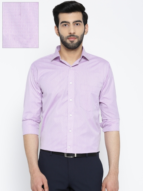 

Shaftesbury London Men Lavender Slim Fit Self Design Formal Shirt