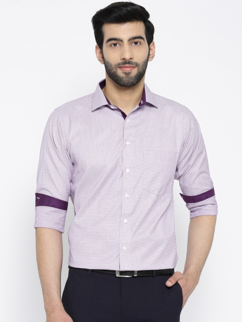 

Shaftesbury London Men Purple Smart Slim Fit Checked Semiformal Shirt