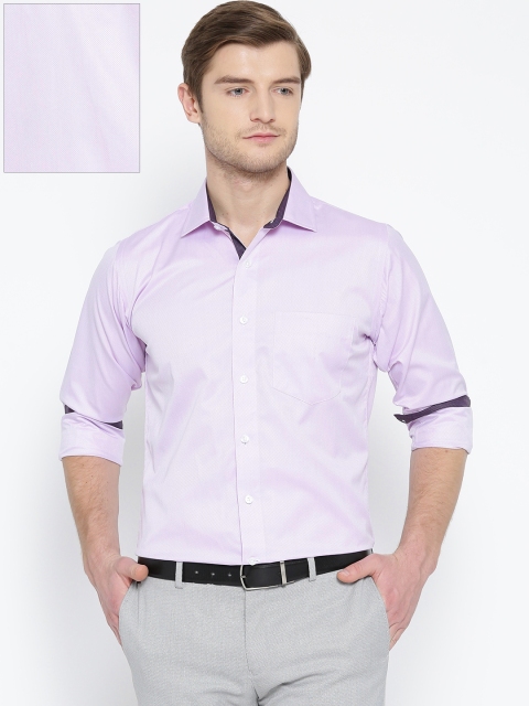 

Shaftesbury London Men Lavender Slim Fit Self-Checked Formal Shirt