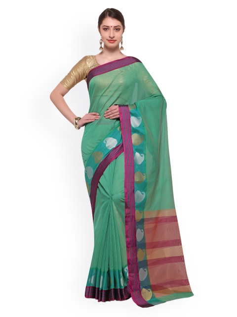 

Varkala Silk Sarees Green Woven Design Cotton Blend Saree