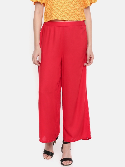 

Biba Women Red Solid Wide Leg Palazzos