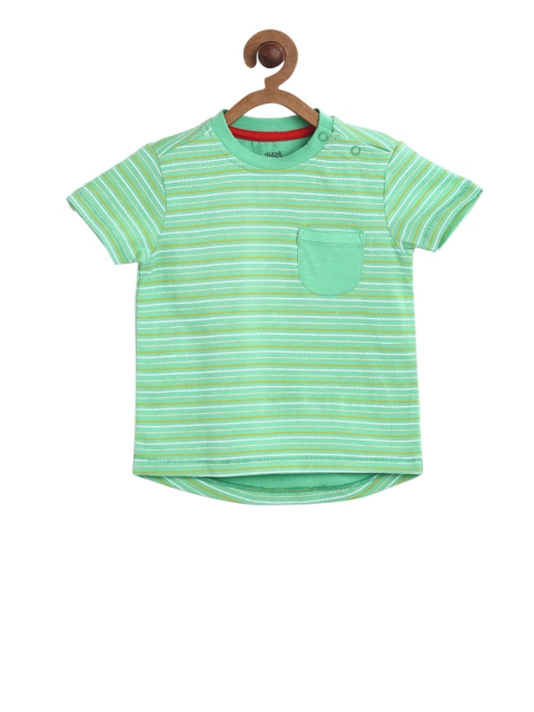 

MINI KLUB Boys Green Striped Round Neck T-shirt