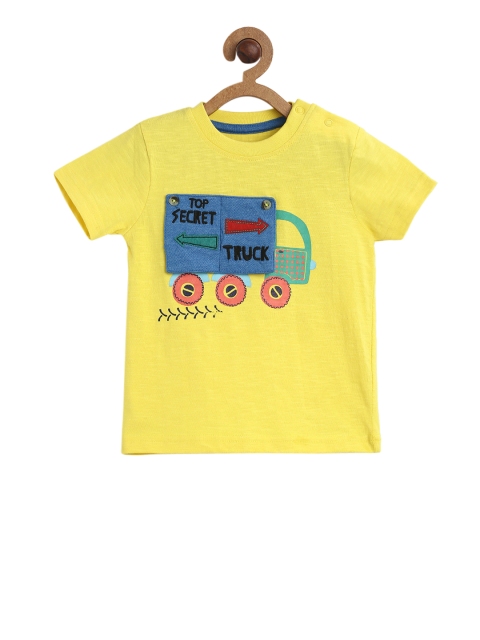 

MINI KLUB Boys Yellow Printed Round Neck T-shirt