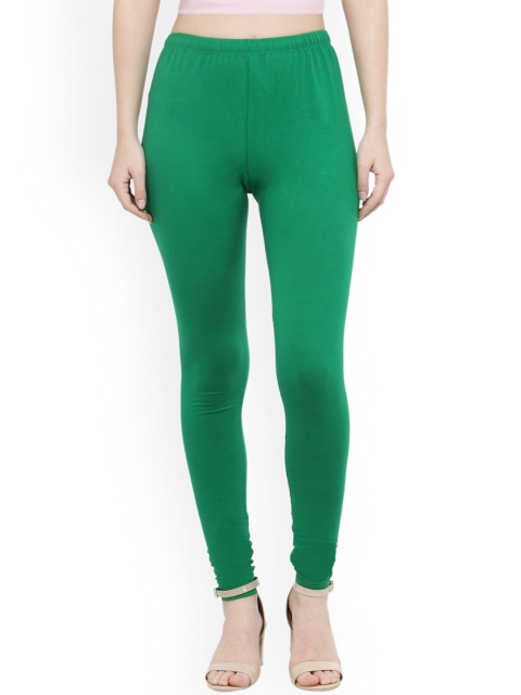 

N-Gal Women Green Ankle Length 4-Way Cotton Leggings