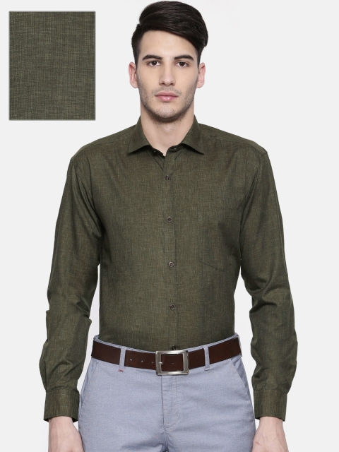 

RG DESIGNERS Men Olive Green Slim Fit Solid Formal Shirt