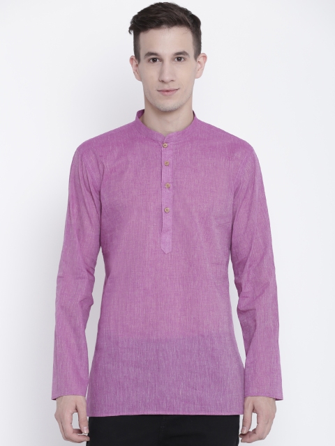 

RG DESIGNERS Men Purple Solid Straight Kurta
