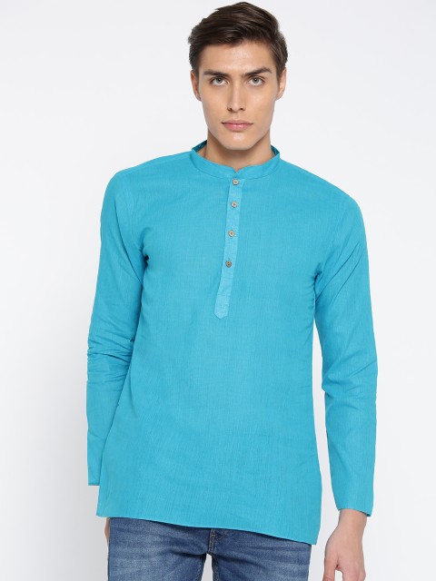 

RG DESIGNERS Men Blue Solid Straight Kurta