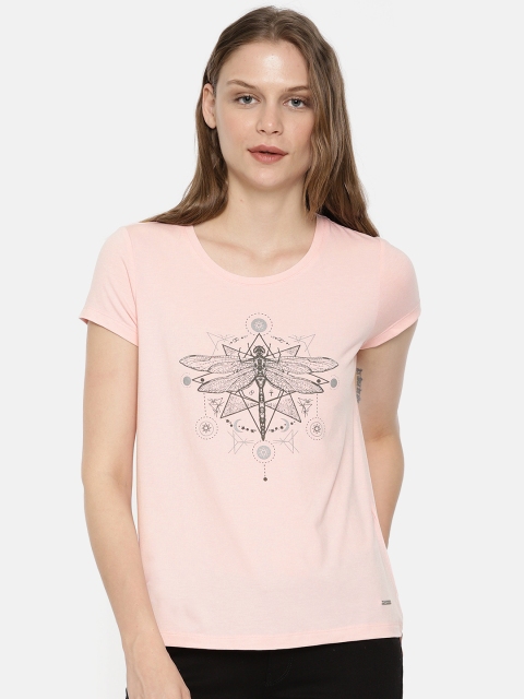 

Vero Moda Women Pink Printed Round Neck T-shirt