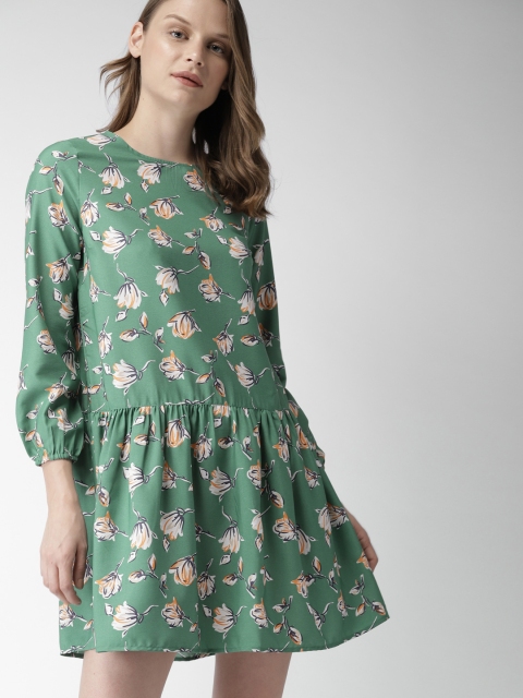 

Mast & Harbour Women Green Printed A-Line Dress