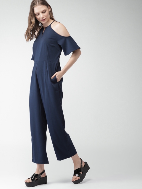 

Mast & Harbour Navy Blue Solid Basic Jumpsuit