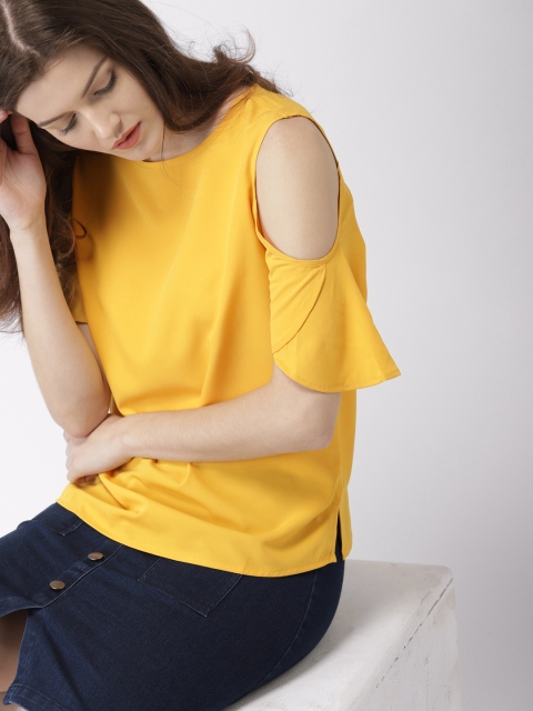 

Mast & Harbour Women Mustard Yellow Solid Top