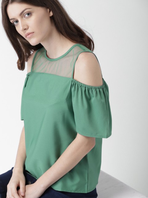 

Mast & Harbour Women Green Solid Top
