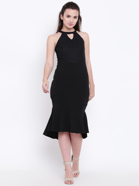 

Madame Women Black Lace Detail Sheath Dress