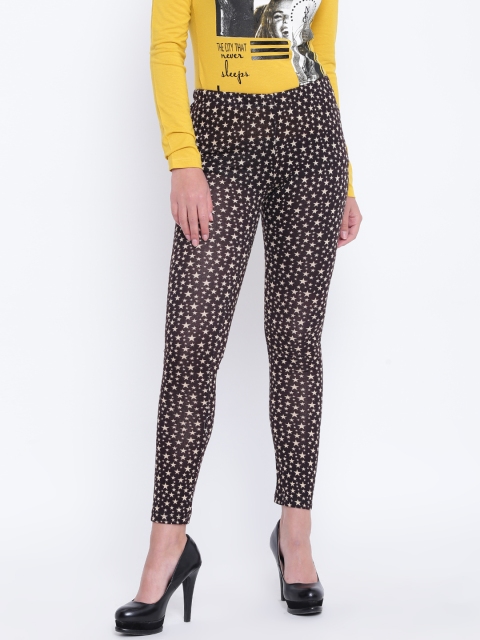 

Madame Coffee Brown Star Print Ankle-Length Leggings