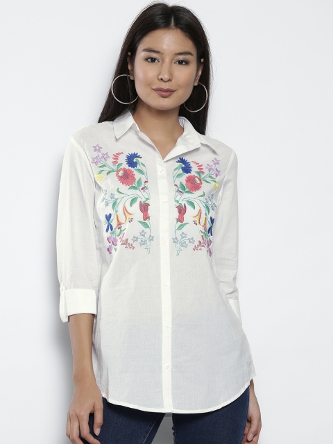 

DOROTHY PERKINS Women White Regular Fit Embroidered Casual Shirt