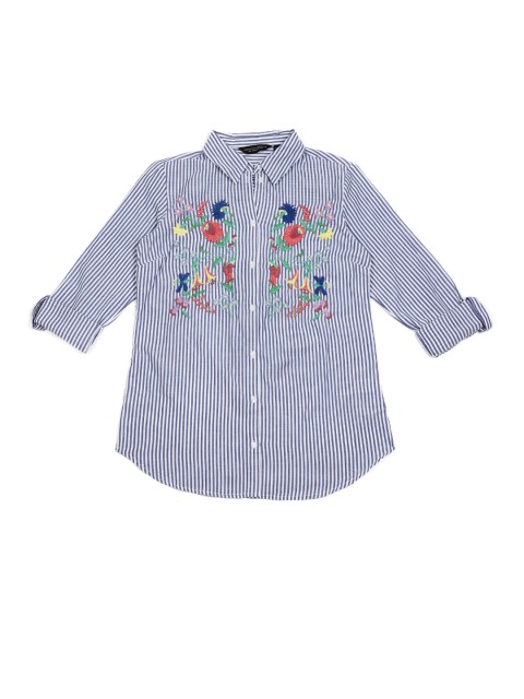 

DOROTHY PERKINS Women Blue & White Regular Fit Striped Casual Shirt