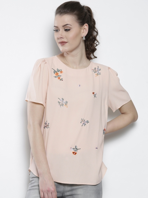 

DOROTHY PERKINS Women Peach-Coloured Embroidered Top