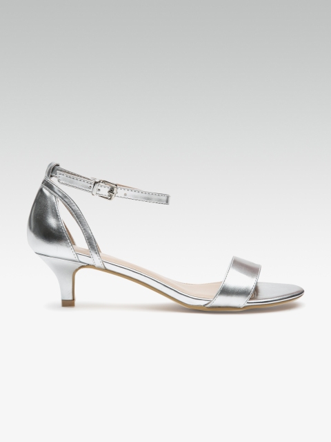 

DOROTHY PERKINS Women Silver-Toned Solid Sandals