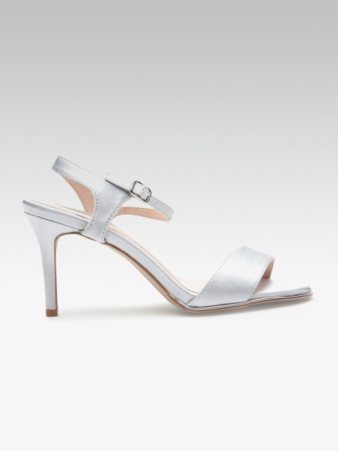 

DOROTHY PERKINS Women Silver-Toned Solid Sandals