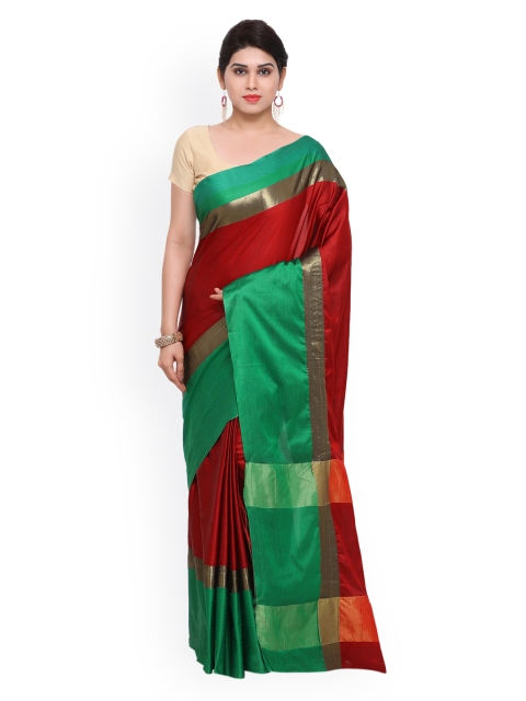 

Saree mall Red & Green Art Silk Woven Design Saree