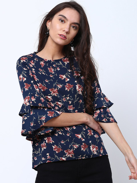 

Tokyo Talkies Women Navy Blue Printed Top