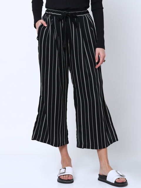 

Tokyo Talkies Women Black Striped Straight Palazzos