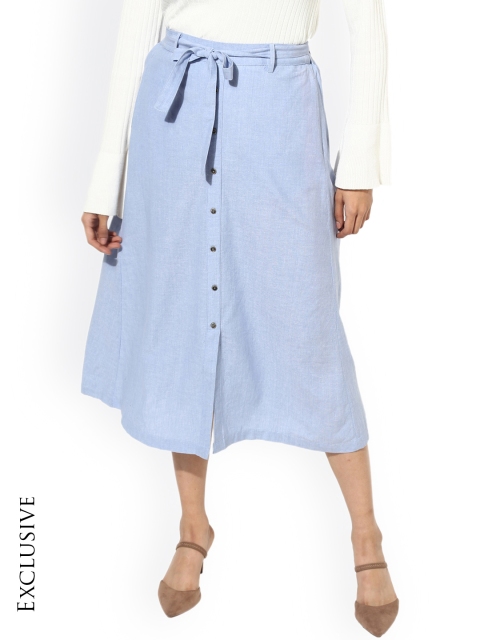 

Leo Sansini Women Blue Solid Denim Flared Skirt