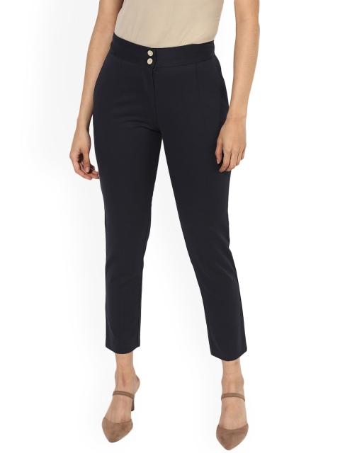 

Leo Sansini Women Navy Blue Relaxed Slim Fit Solid Formal Trousers