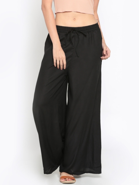 

Melange by Lifestyle Women Black Wide Leg Solid Palazzos