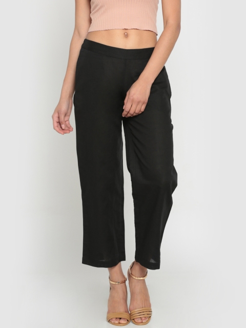 

Melange by Lifestyle Women Black Regular Fit Solid Cropped Trousers