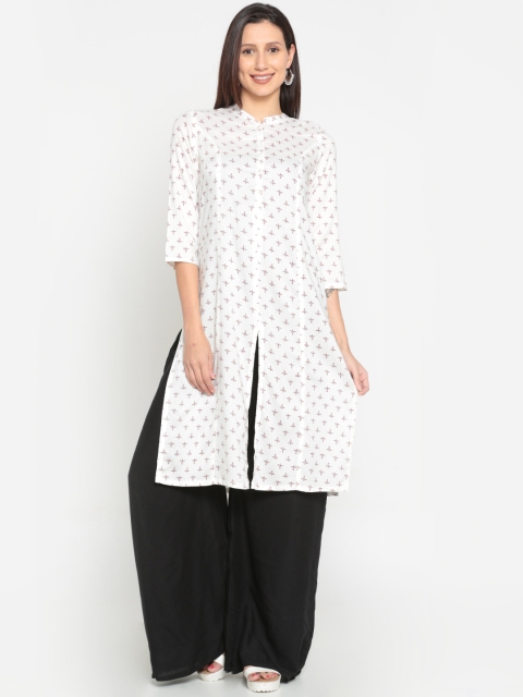 

Melange by Lifestyle Women White Printed A-Line Kurta