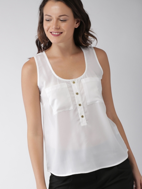 

Mast & Harbour Women White Solid Top