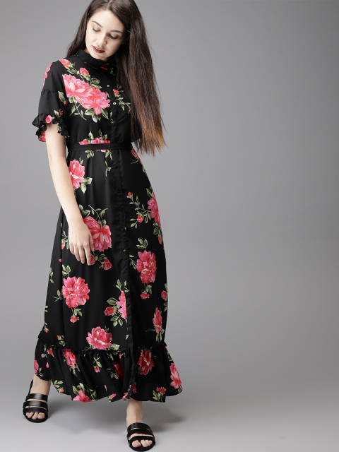 

HERE&NOW Women Black Printed Maxi Dress