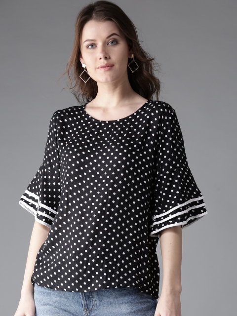 

HERE&NOW Women Black & White Printed Top