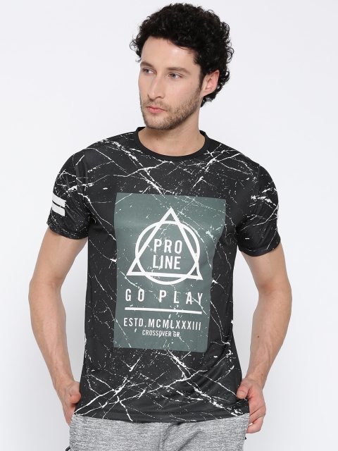 

Proline Active Men Black Printed Round Neck T-shirt