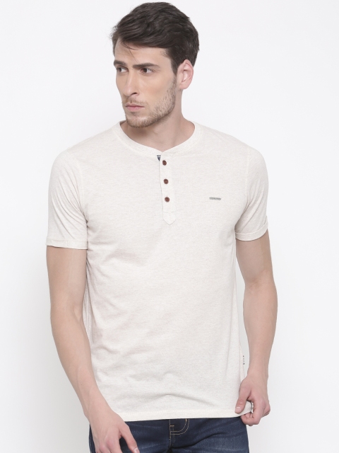 

Proline Active Men Beige Solid Henley Neck T-shirt