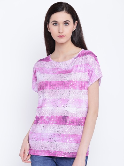 

Monte Carlo Women Pink & Off-White Striped Top