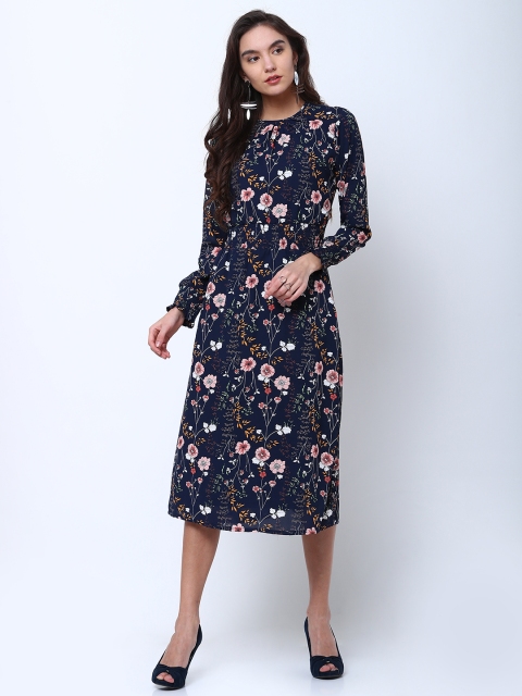 

Tokyo Talkies Women Navy Blue Printed Blouson Dress