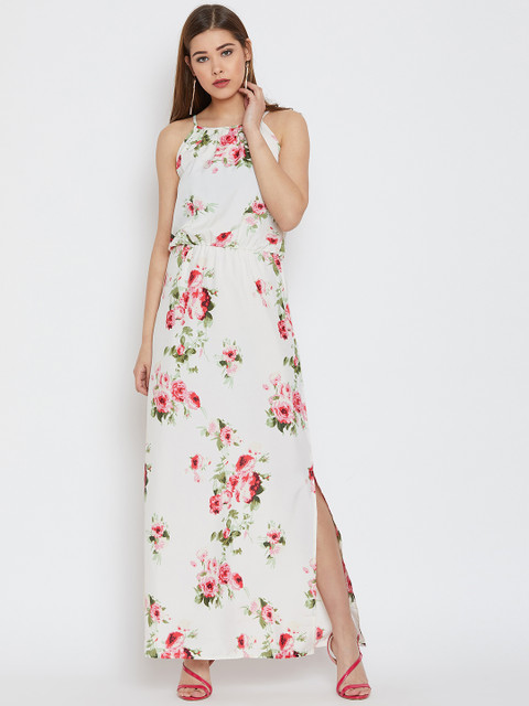 

PURYS Women Off-White Printed Maxi Dress