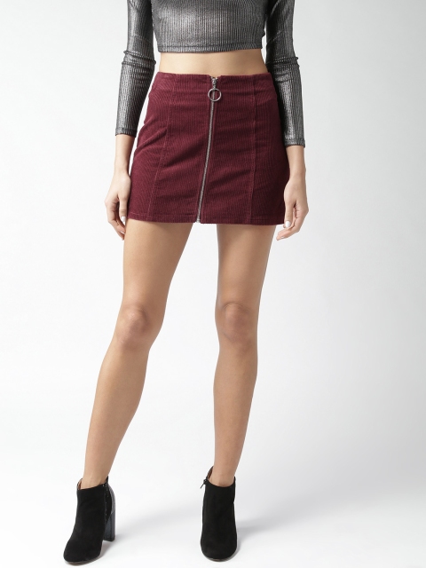 

FOREVER 21 Burgundy Corduroy A-Line Skirt