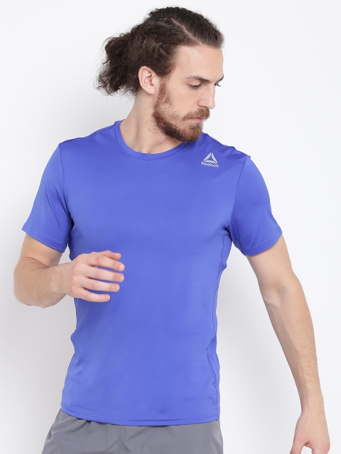 

Reebok Blue WOR Prem Tech Solid Round Neck T-shirt