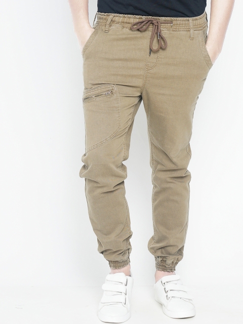 

IVOC Men Brown Slim Fit Mid-Rise Clean Look Stretchable Joggers
