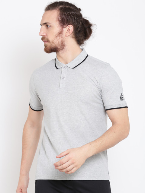 

Reebok Men Grey Melange EL Polo Collar T-shirt
