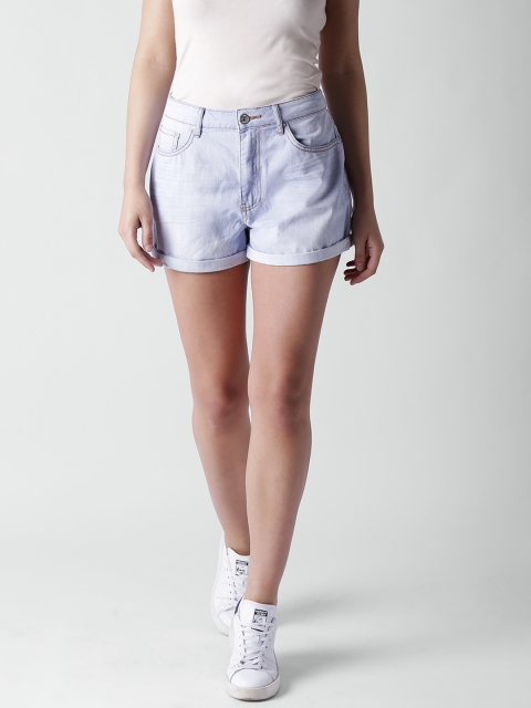 

FOREVER 21 Women Blue Solid Regular Fit Denim Shorts