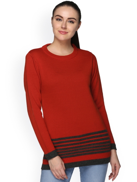 

Club York Women Orange Striped Pullover