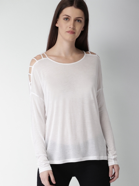 

FOREVER 21 Women White Solid Top
