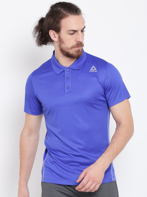 

Reebok Men Blue Core Solid Polo Collar T-shirt