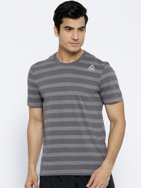 

Reebok Men Grey Core 1 Striped T-shirt